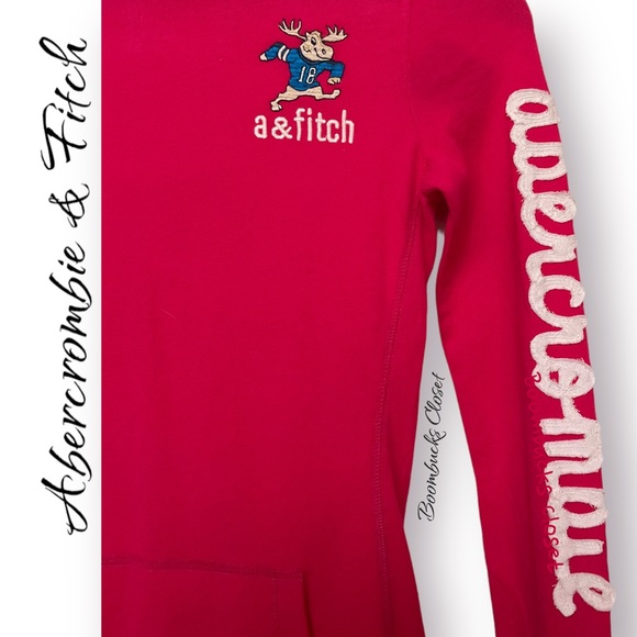 Abercrombie Long Sleeves Tee with Hoodie Embroidered. Large Pink - Picture 4 of 13